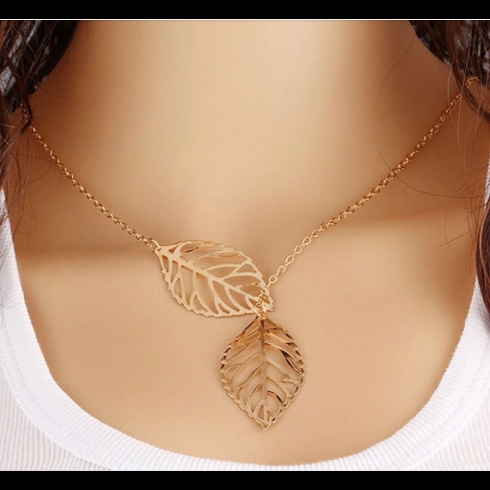 Gold leaf and silver leaf necklaces